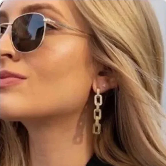 NEW Eddie Borgo Gold Supra Chain Link Post Earrings 2” Drop 12k Gold Vermeil - Picture 5 of 10